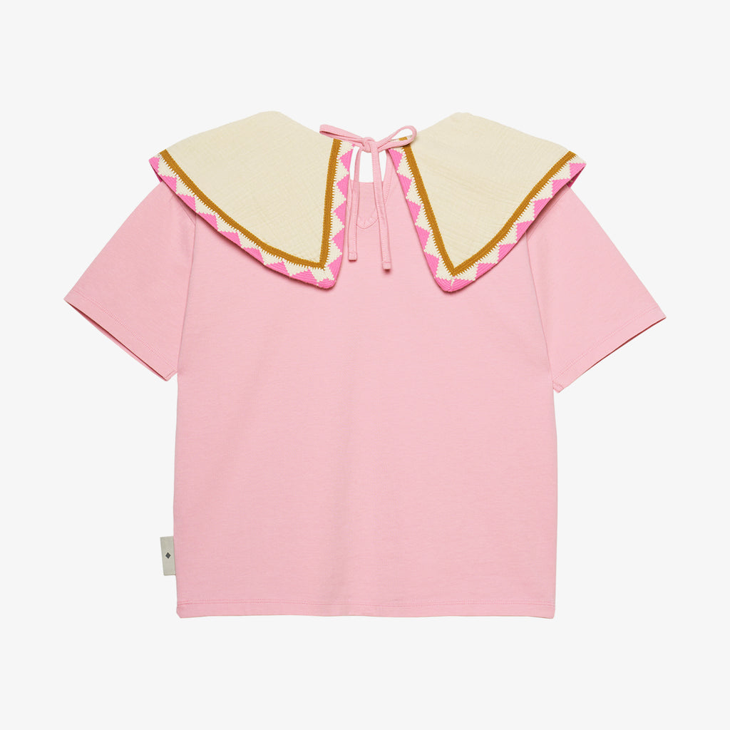 Barbara Statement Collar Top Cotton Pink