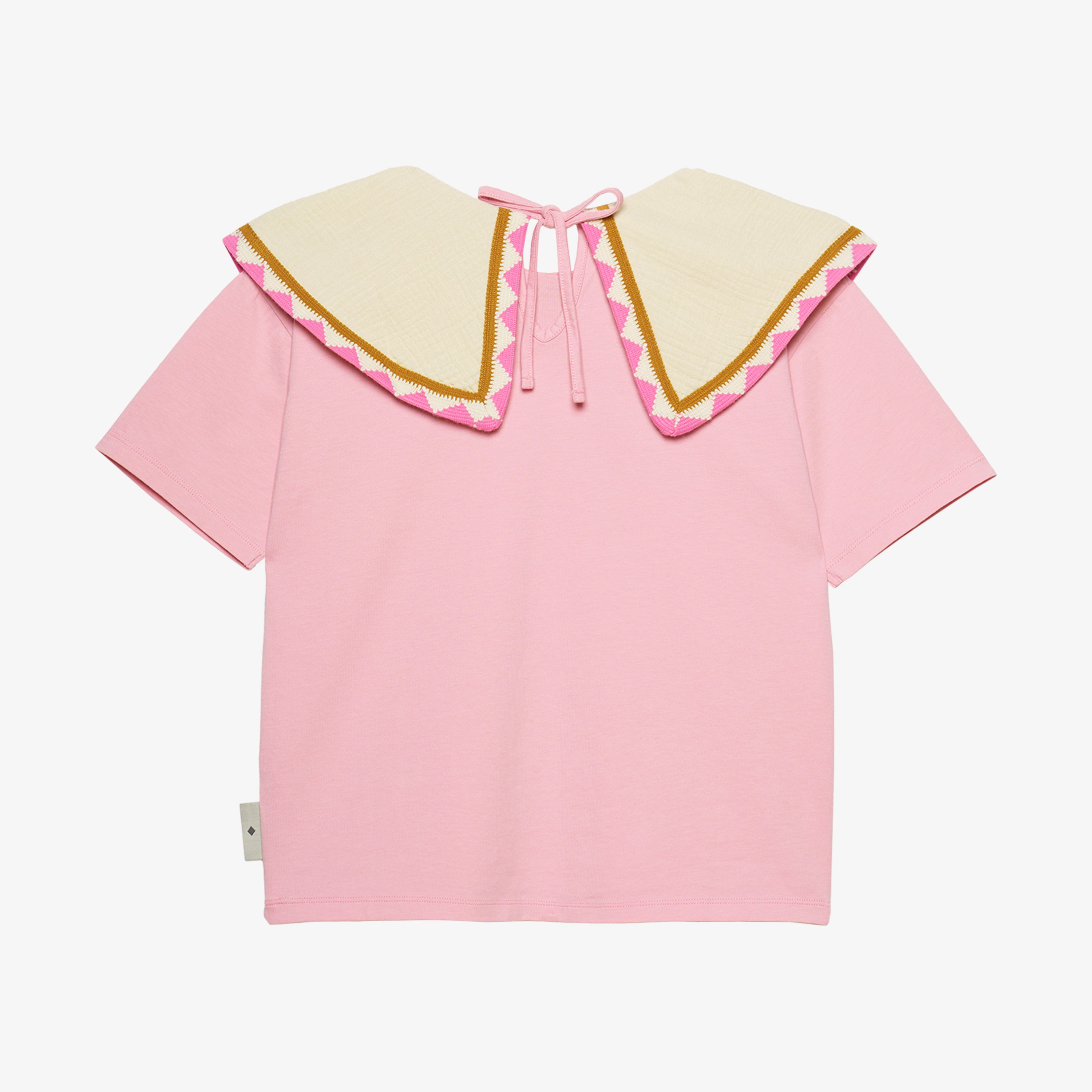 Barbara Statement Collar Top Cotton Pink