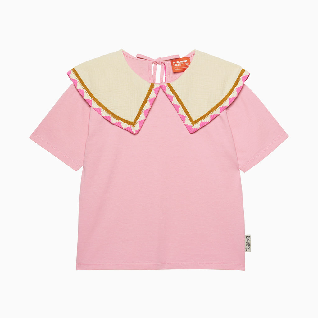 Barbara Statement Collar Top Cotton Pink