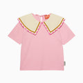 Barbara Statement Collar Top Cotton Pink
