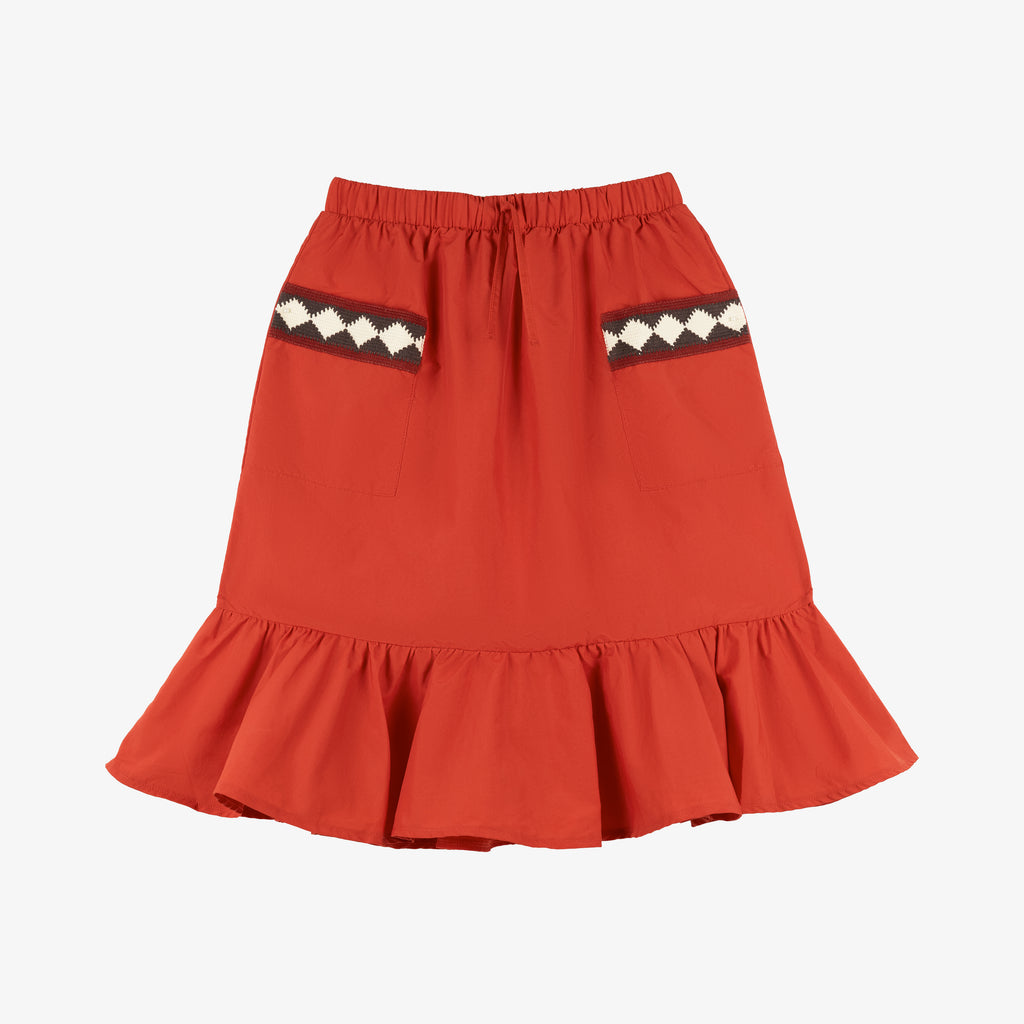 Camogli Long Skirt Recycled Nylon Water and Wind Proof Deep Red