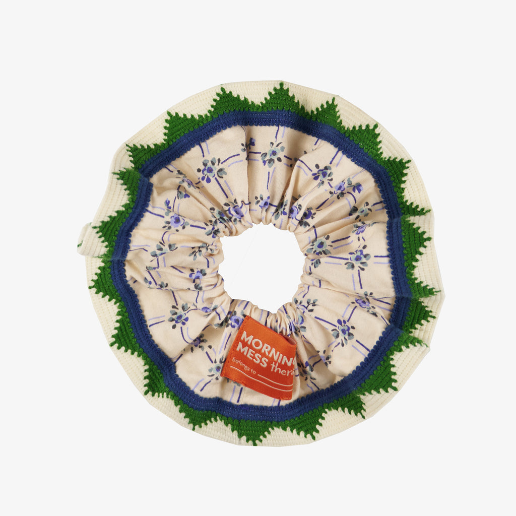 Elisa Scrunchie Organic Cotton Blue Flowers