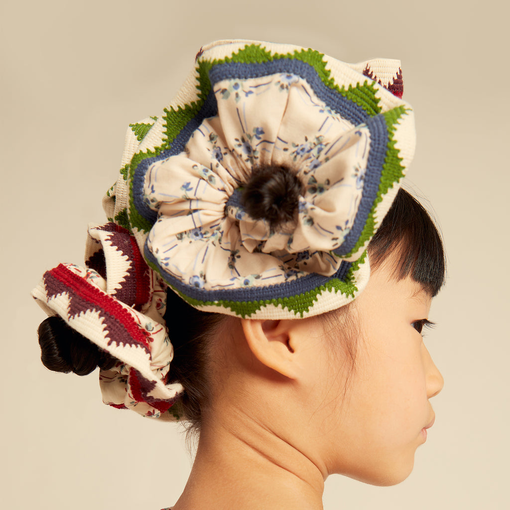 Elisa Scrunchie Organic Cotton Blue Flowers