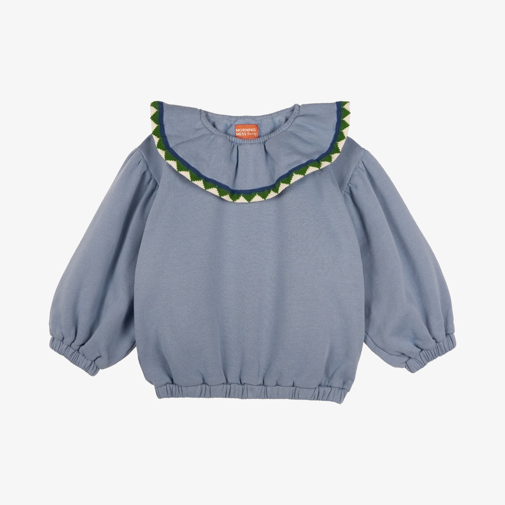 Emma Statement Frill Collar Sweatershirt Powder Blue
