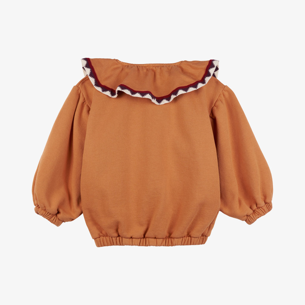 Emma Statement Frill Collar Sweatershirt Copper Tan