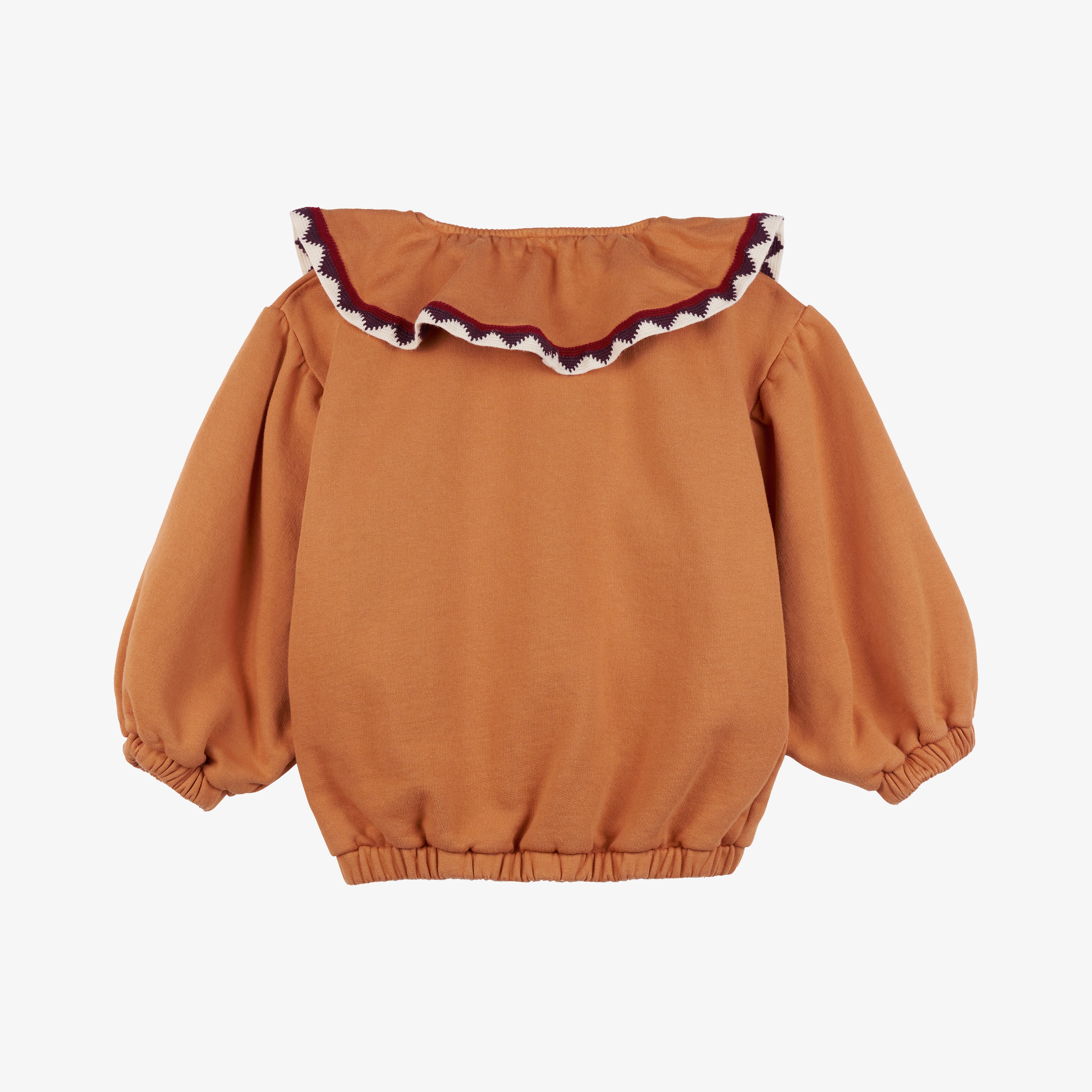 Emma Statement Frill Collar Sweatershirt Copper Tan