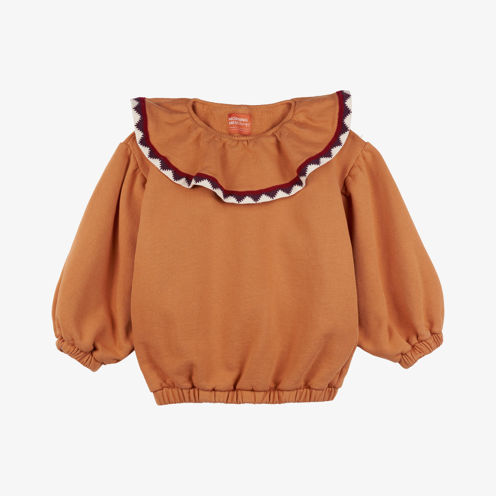 Emma Statement Frill Collar Sweatershirt Copper Tan