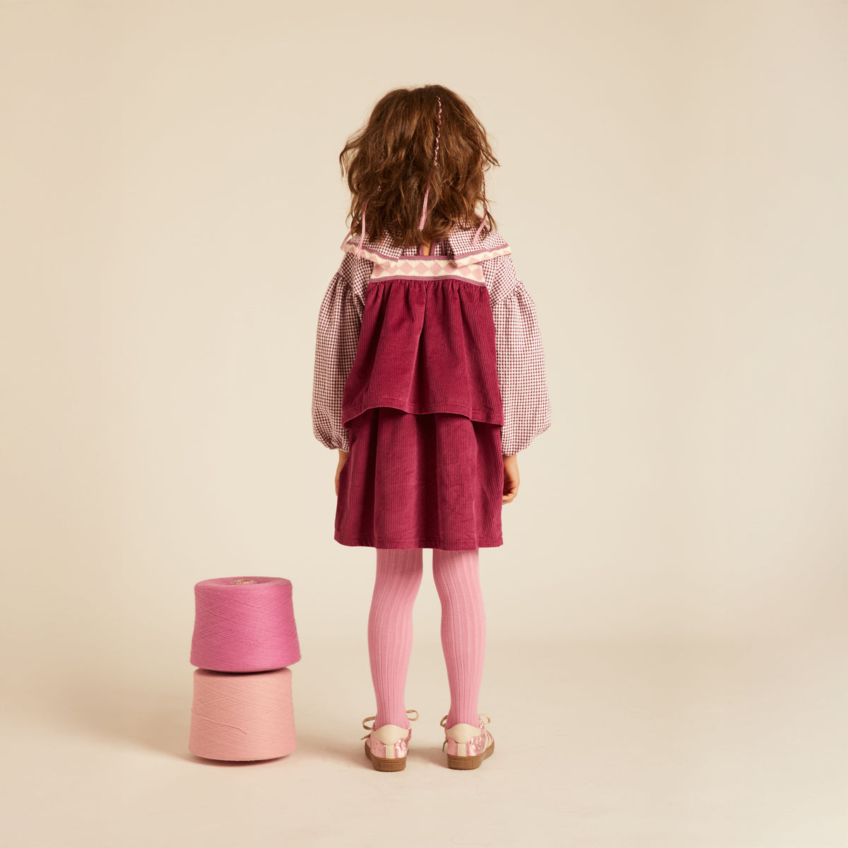 Cristina Velvet Corduroy Dress Magenta