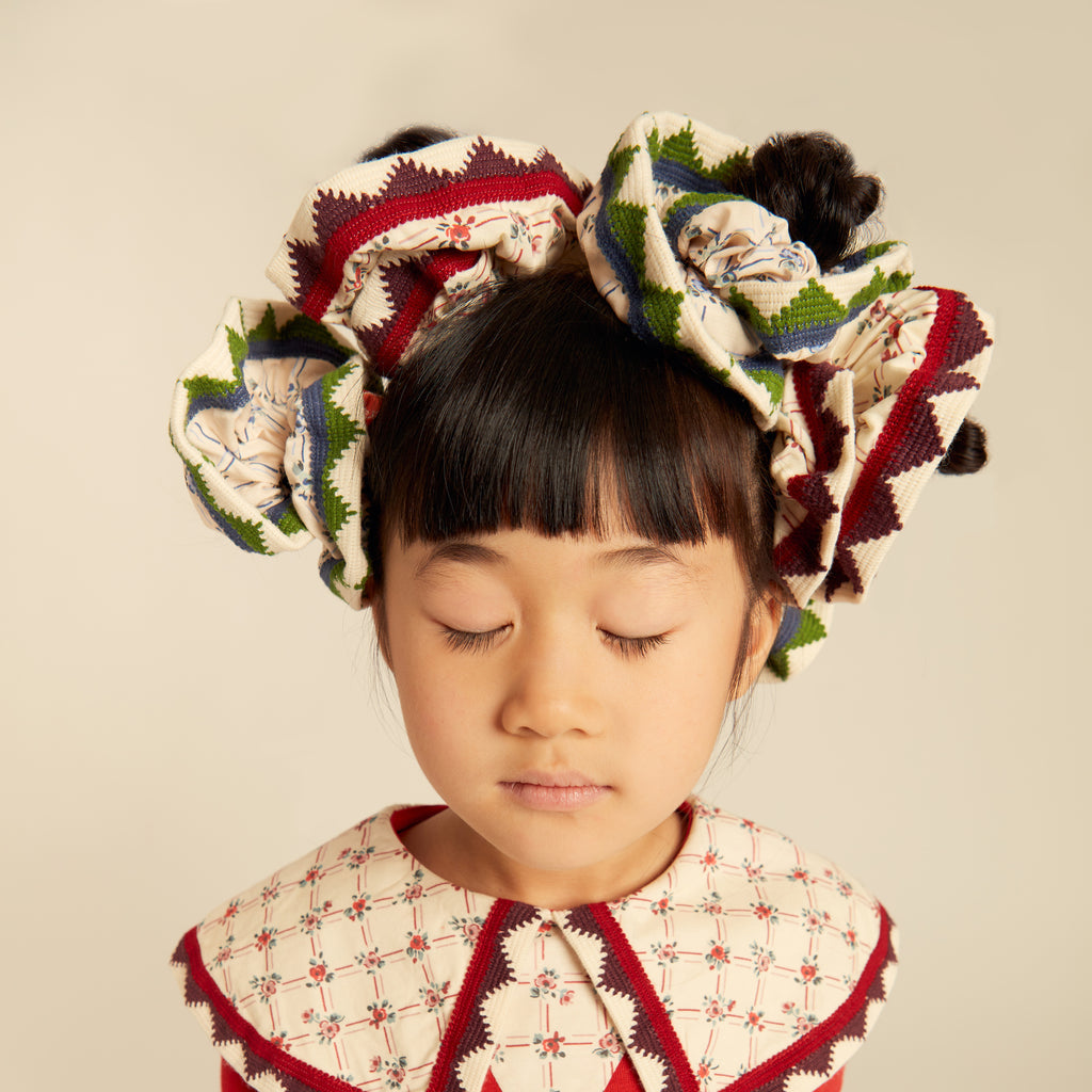 Elisa Scrunchie Organic Cotton Red Flowers