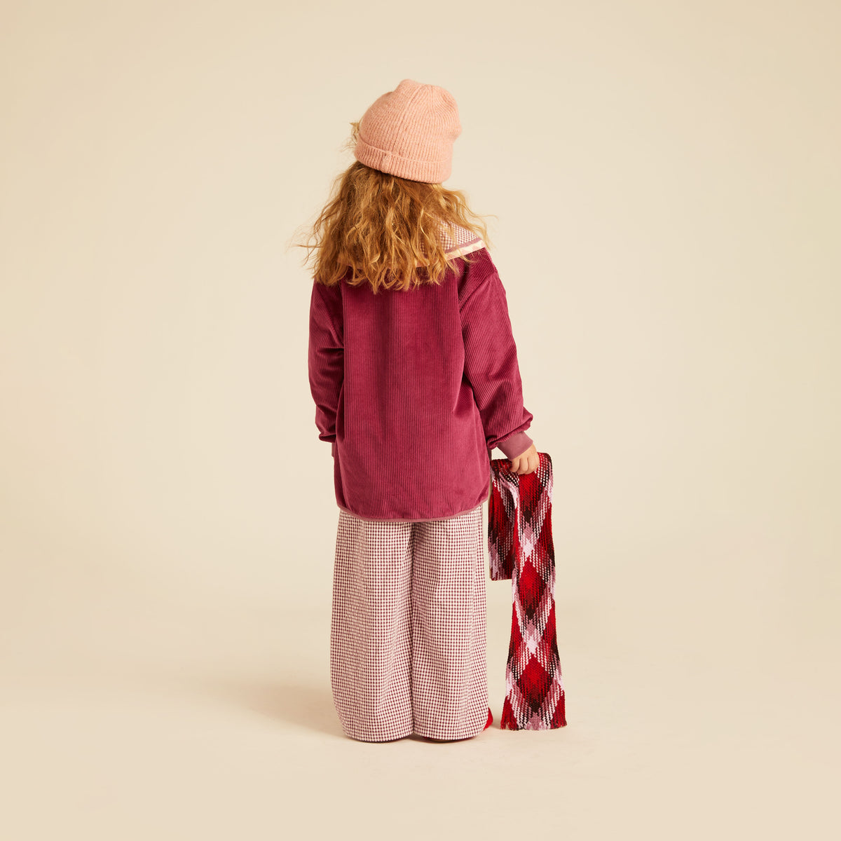 Caroline Wide Leg Pants Pink Wood Gingham