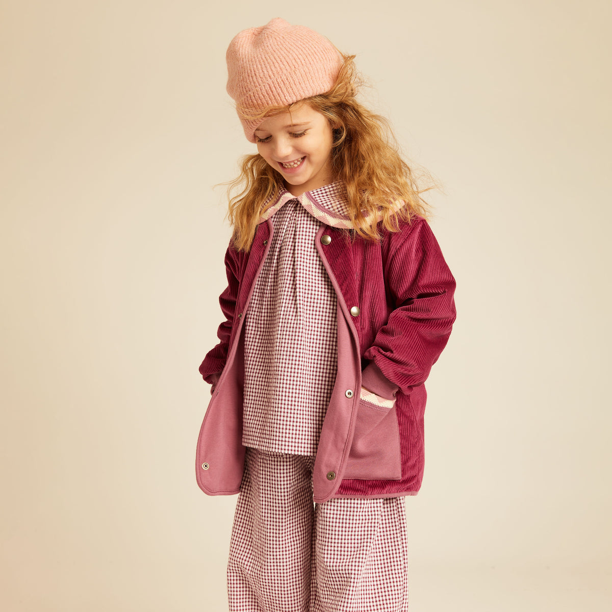 Caroline Wide Leg Pants Pink Wood Gingham