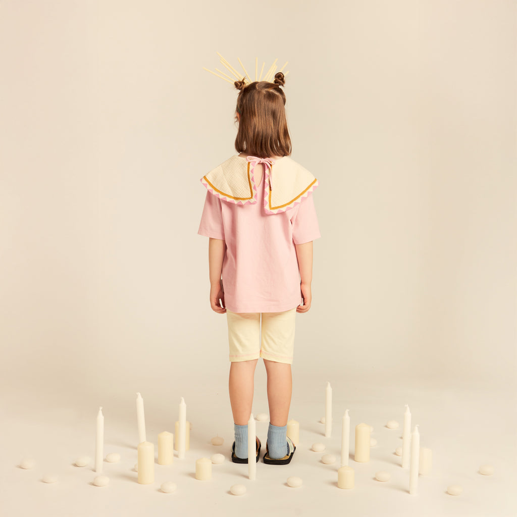 Barbara Statement Collar Top Cotton Pink