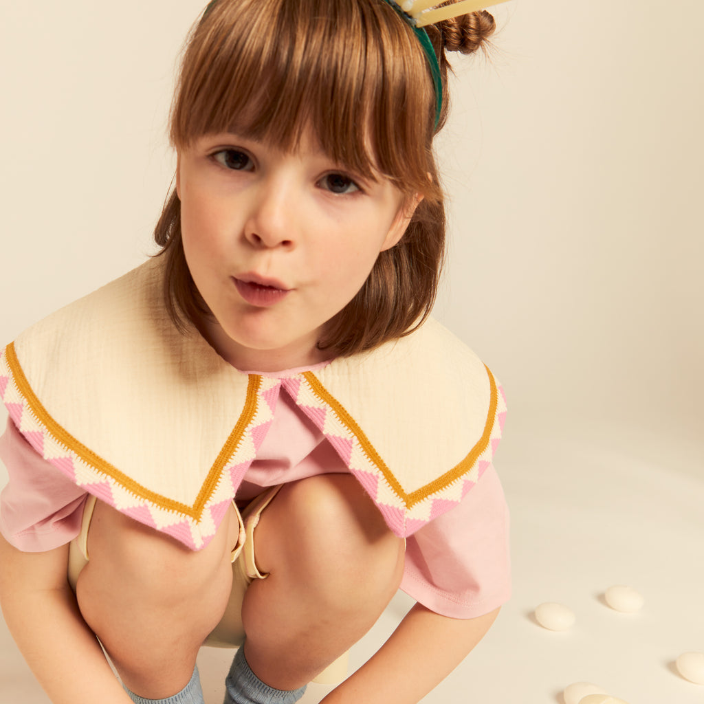 Barbara Statement Collar Top Cotton Pink