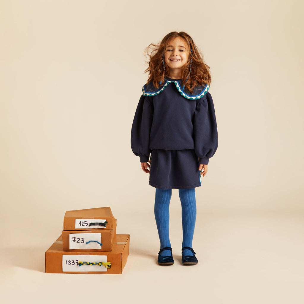Rosie Statement Collar Sweatshirt Midnight Blue