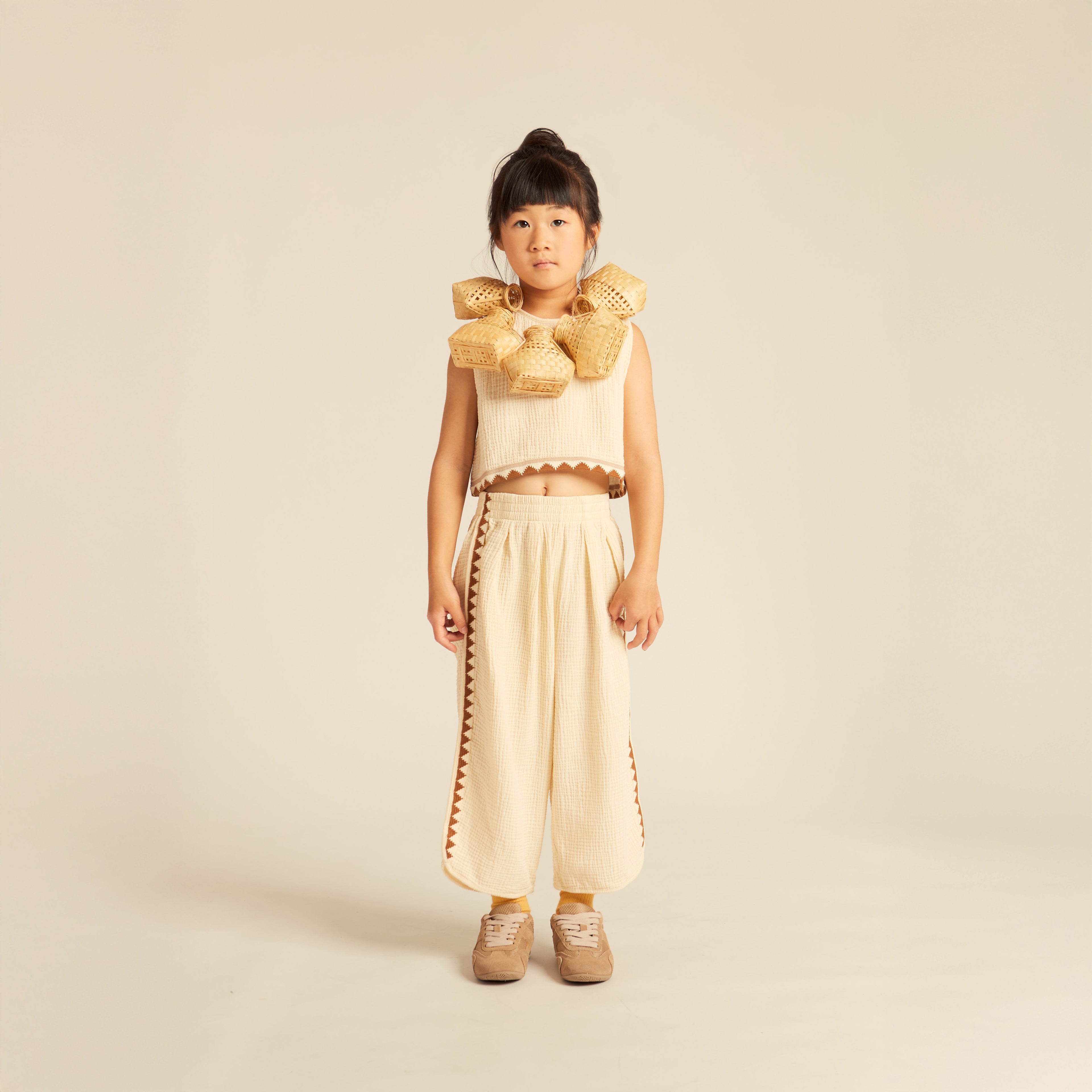 Lola Crop-Top Cotton Muslin Buttermilk