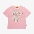 Lea Short-sleeved T-shirt with "MINDFULLmess" Print Cotton Pink