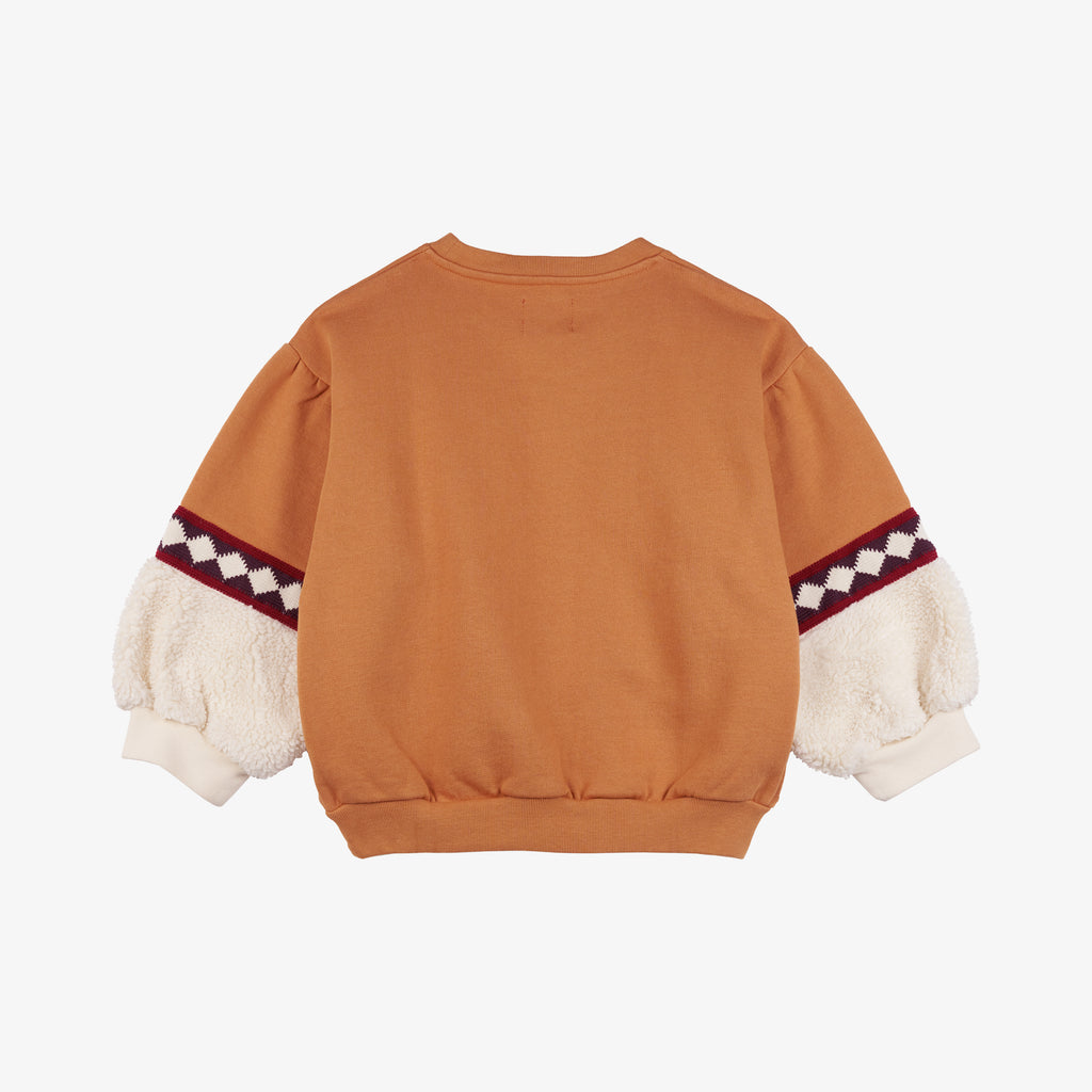 Mati Sweatshirt with Teddy Sleeves Copper Tan