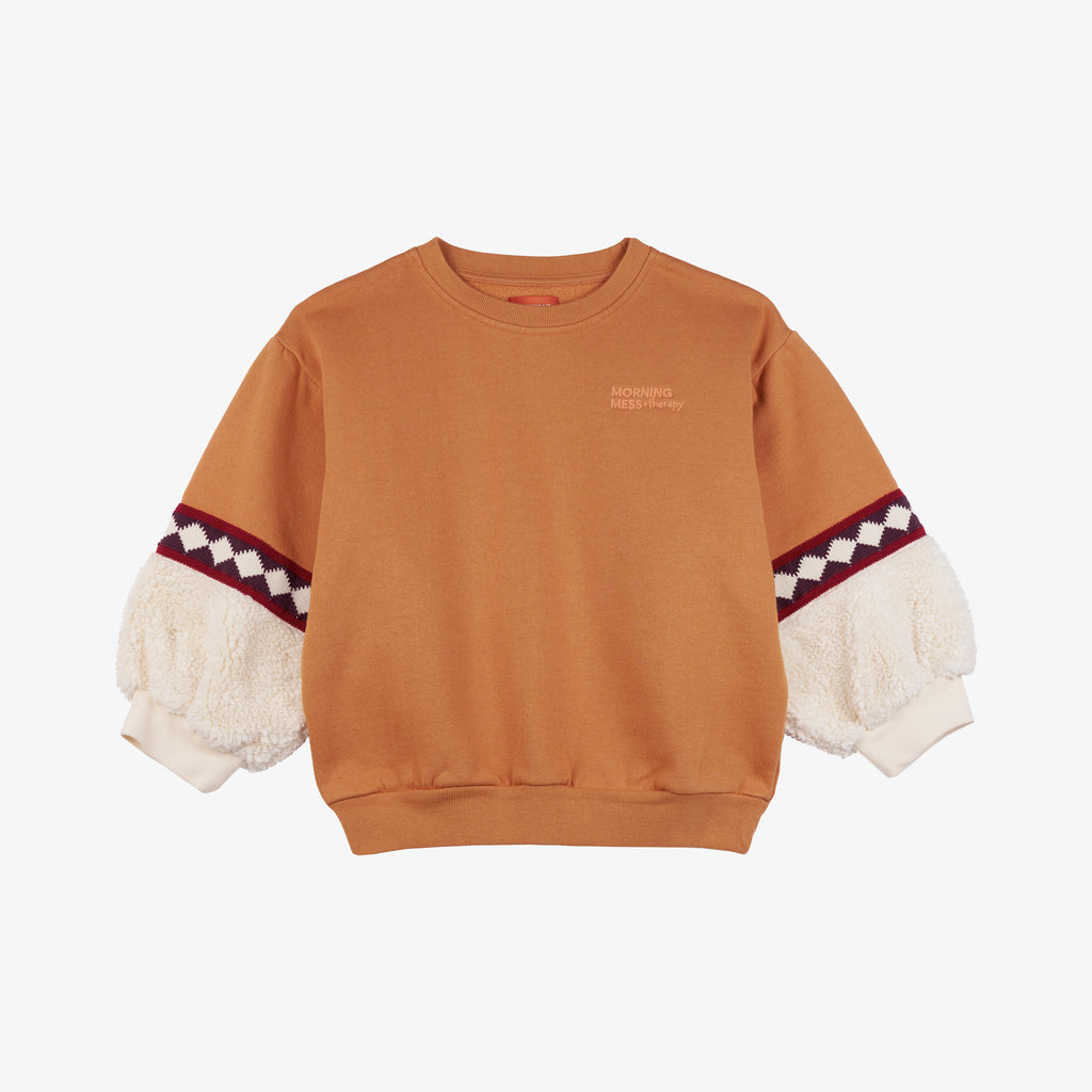 Mati Sweatshirt with Teddy Sleeves Copper Tan