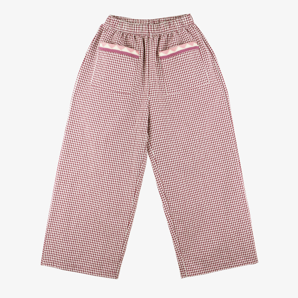 Caroline Wide Leg Pants Pink Wood Gingham
