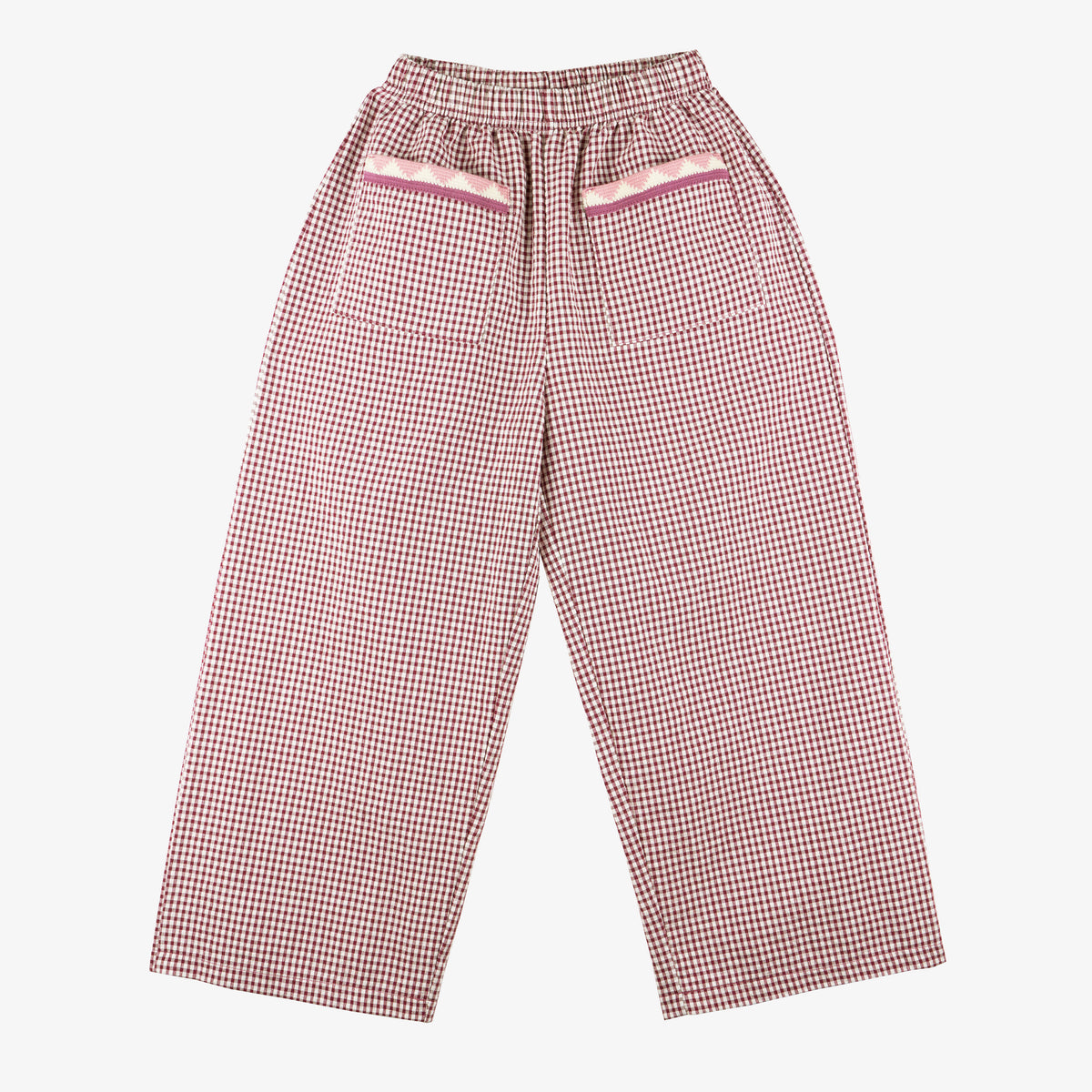 Caroline Wide Leg Pants Pink Wood Gingham