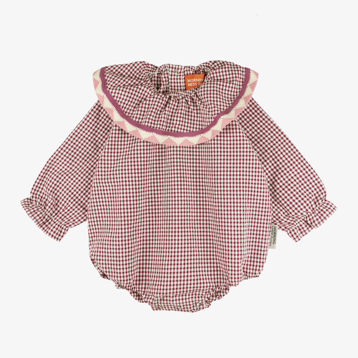 Nina Frill Collar Playsuit Pink Wood Gingham