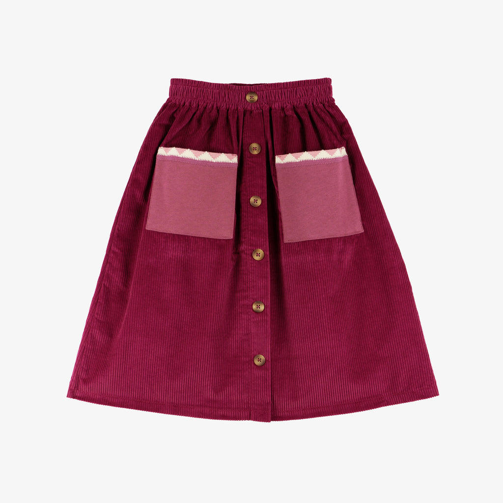 Scarlett Midi Skirt Velvet Corduroy Magenta