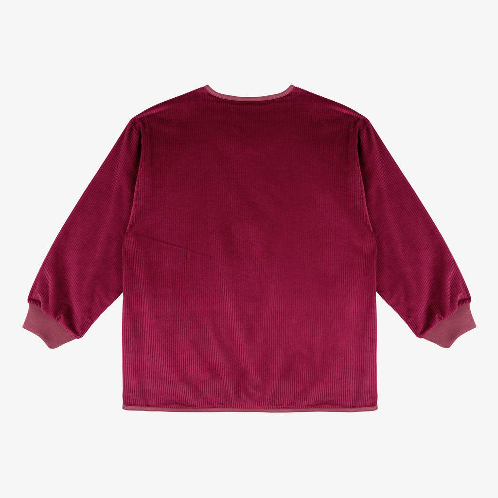 Stella Cardigan Magenta Velvet Organic Corduroy