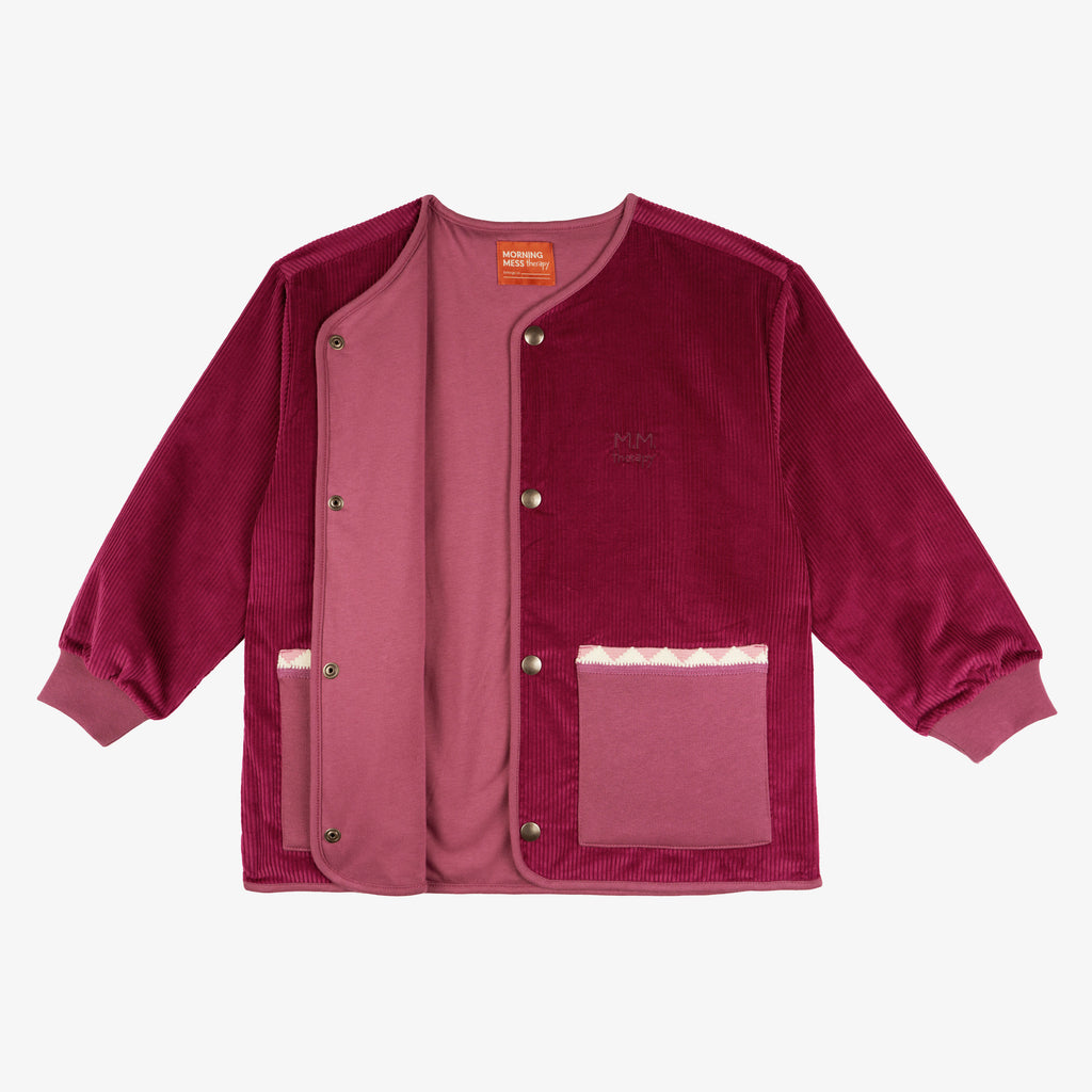 Stella Cardigan Magenta Velvet Organic Corduroy