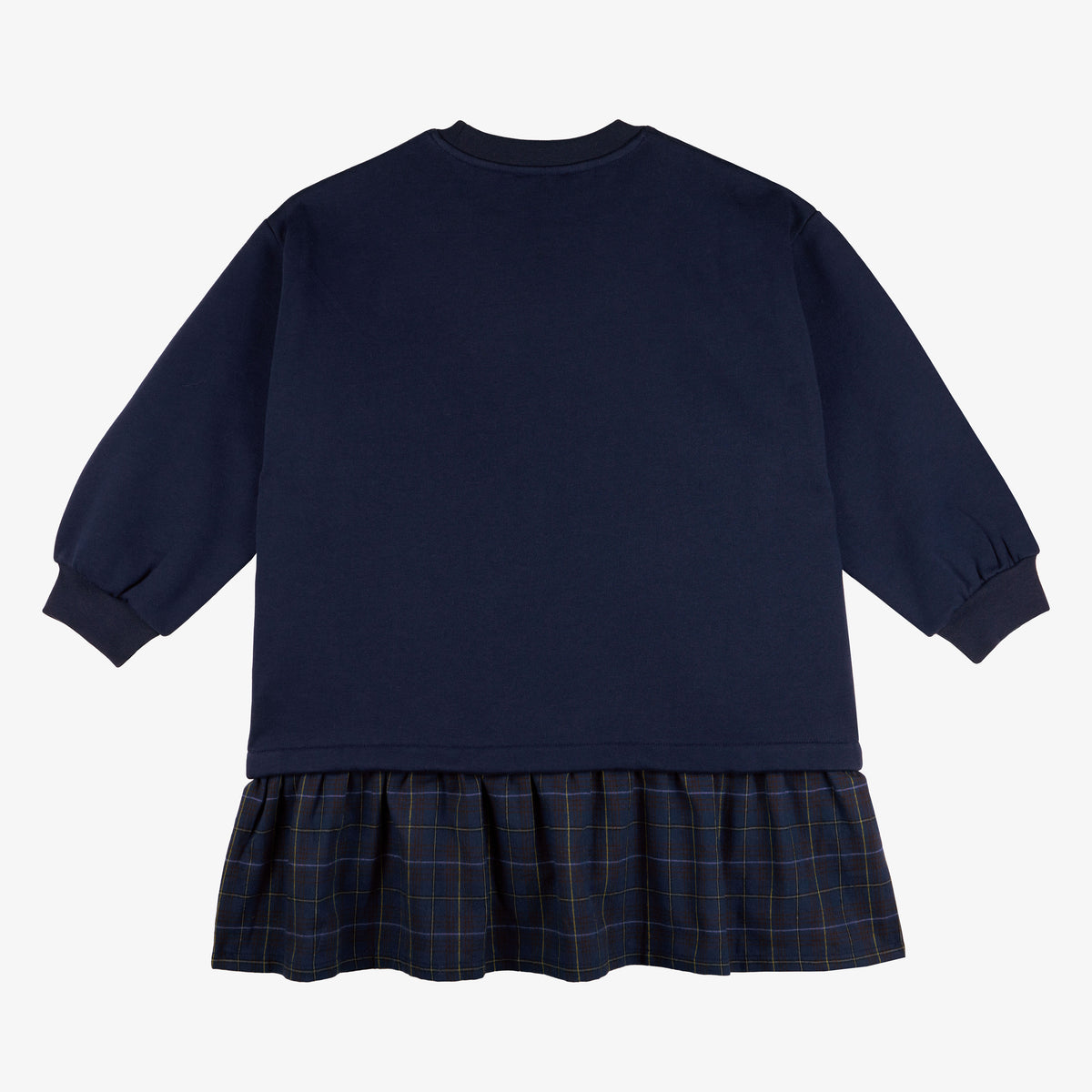Veronica Combined Fleece and Fabric Long-Sleeved Dress Midnight Blue