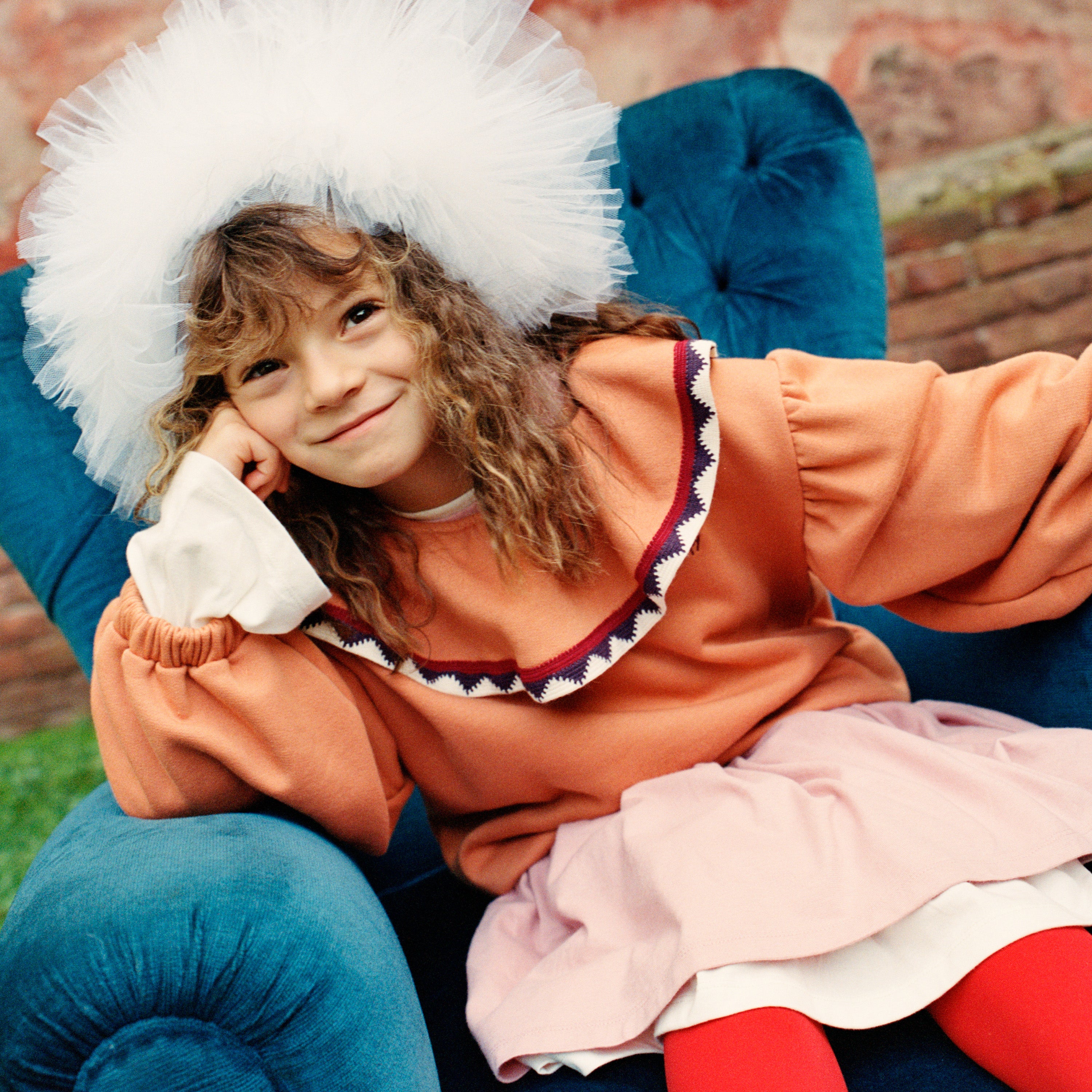 Emma Statement Frill Collar Sweatershirt Copper Tan